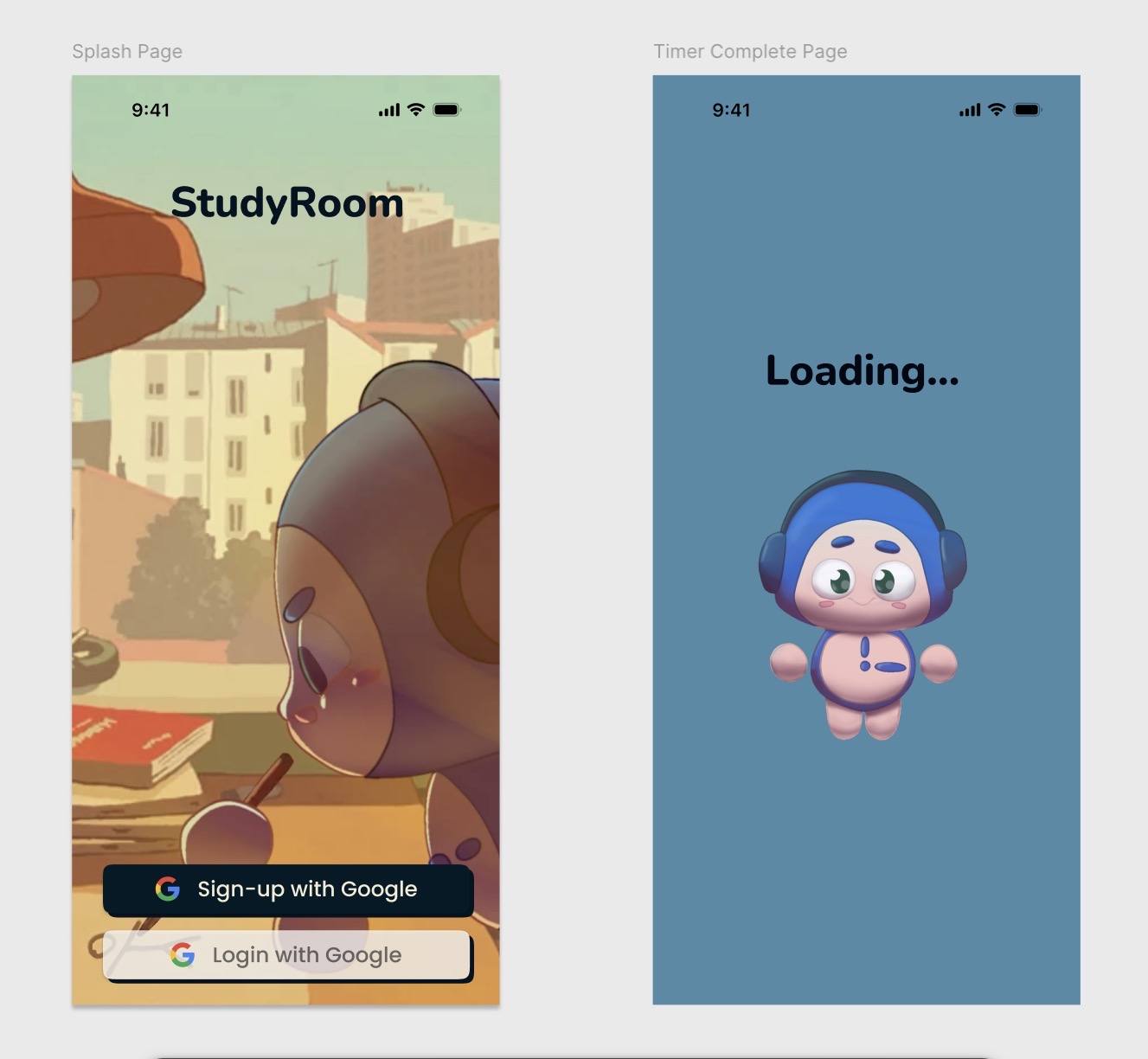 Splash page and loading screen